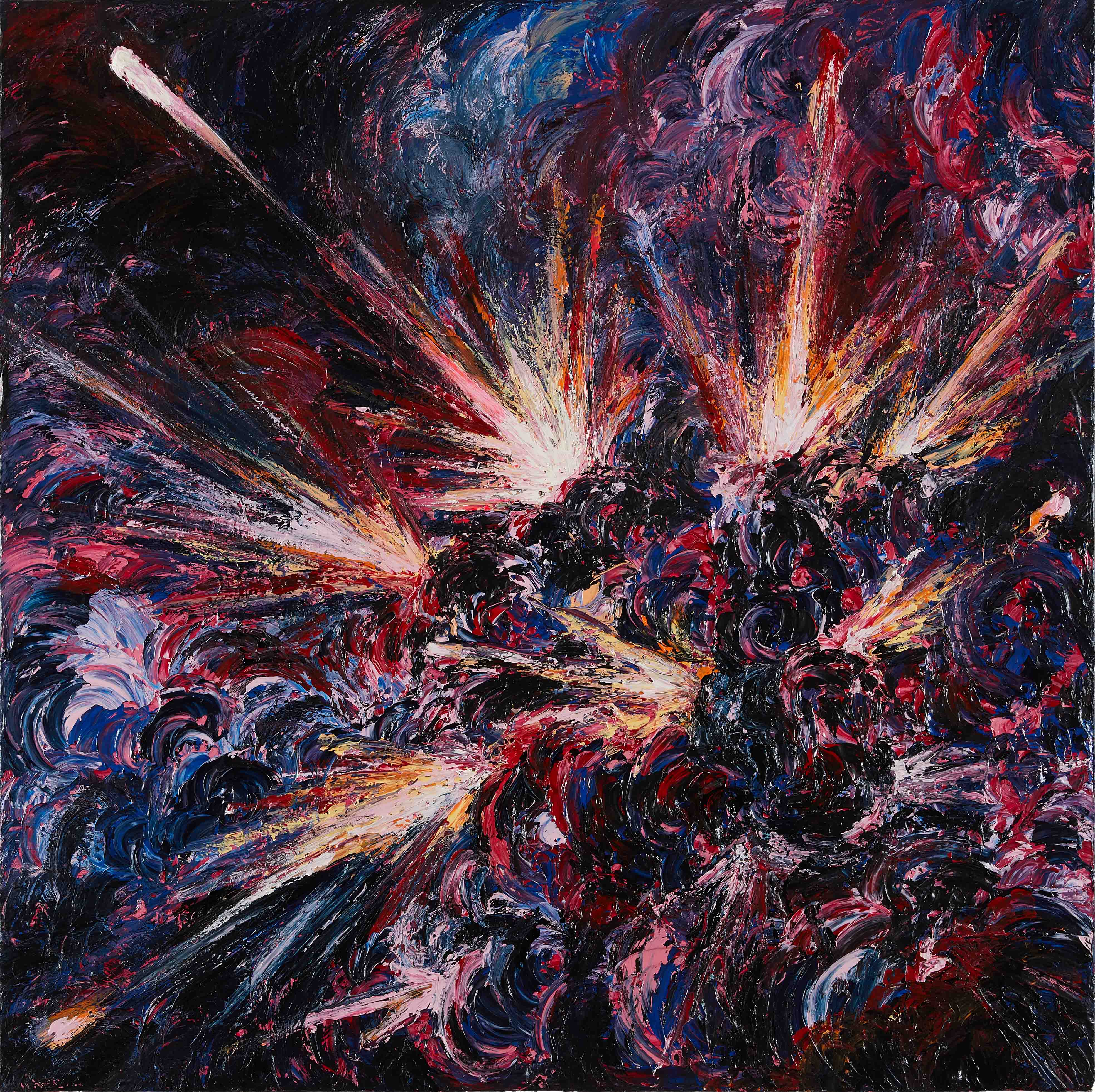 5. Cosmic Blast 1, 2021, Mixed media on canvas, 91 x 91 cm
