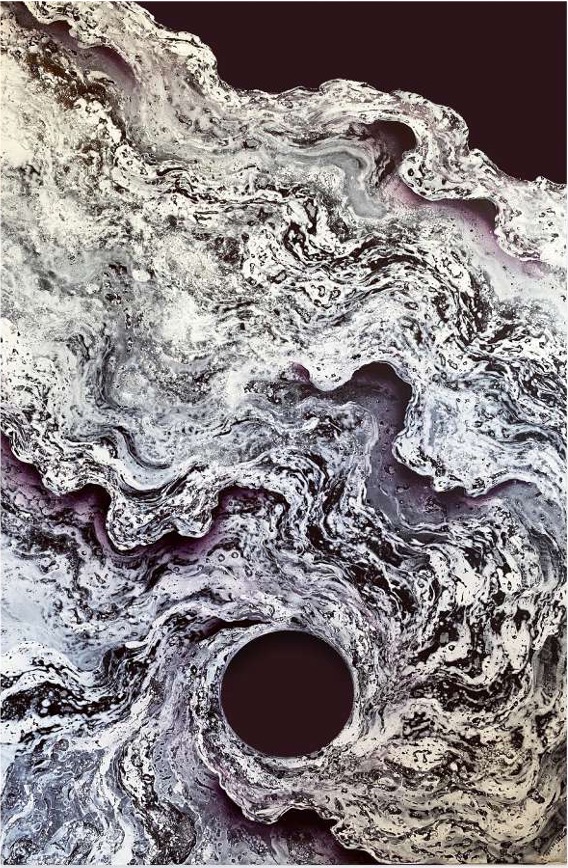 ANARCHIE VIRALE #5, 2020, Oil and spray on wood panel, 116 x 72 cm 