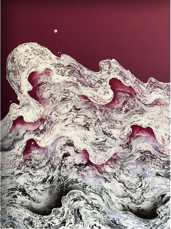 LIGNES D’ECUMES 2.6, 2021, Oil and spray on wood panel, 100 x 70 cm