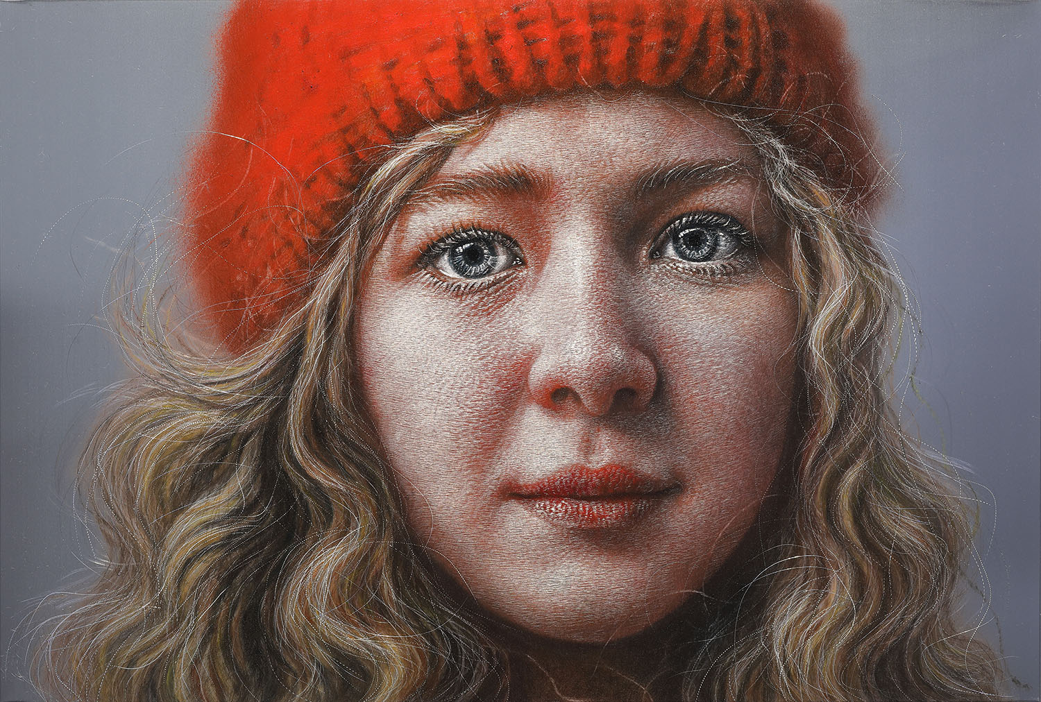 Face 2022 Oil on aluminum, scratch 62 x 91 cm