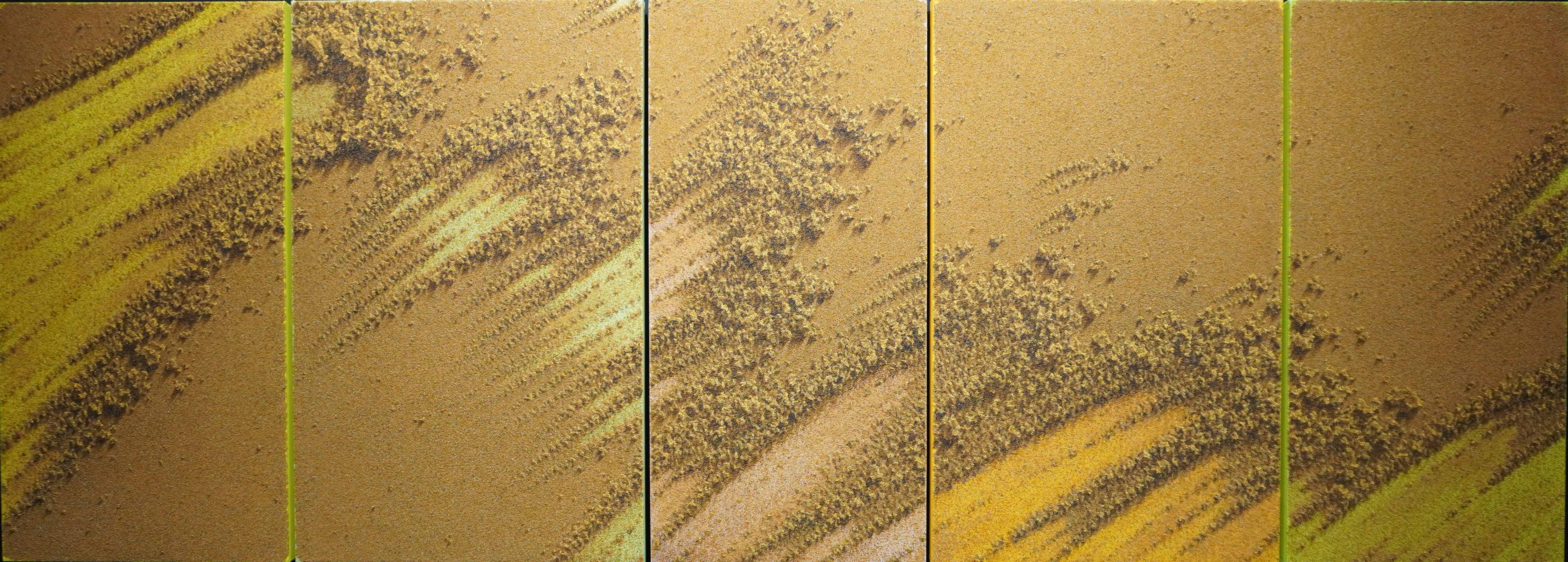 SAND PLAY 2206-G 2022 Oil, sand, acrylic on cloth 85 x 240 cm (5pcs)