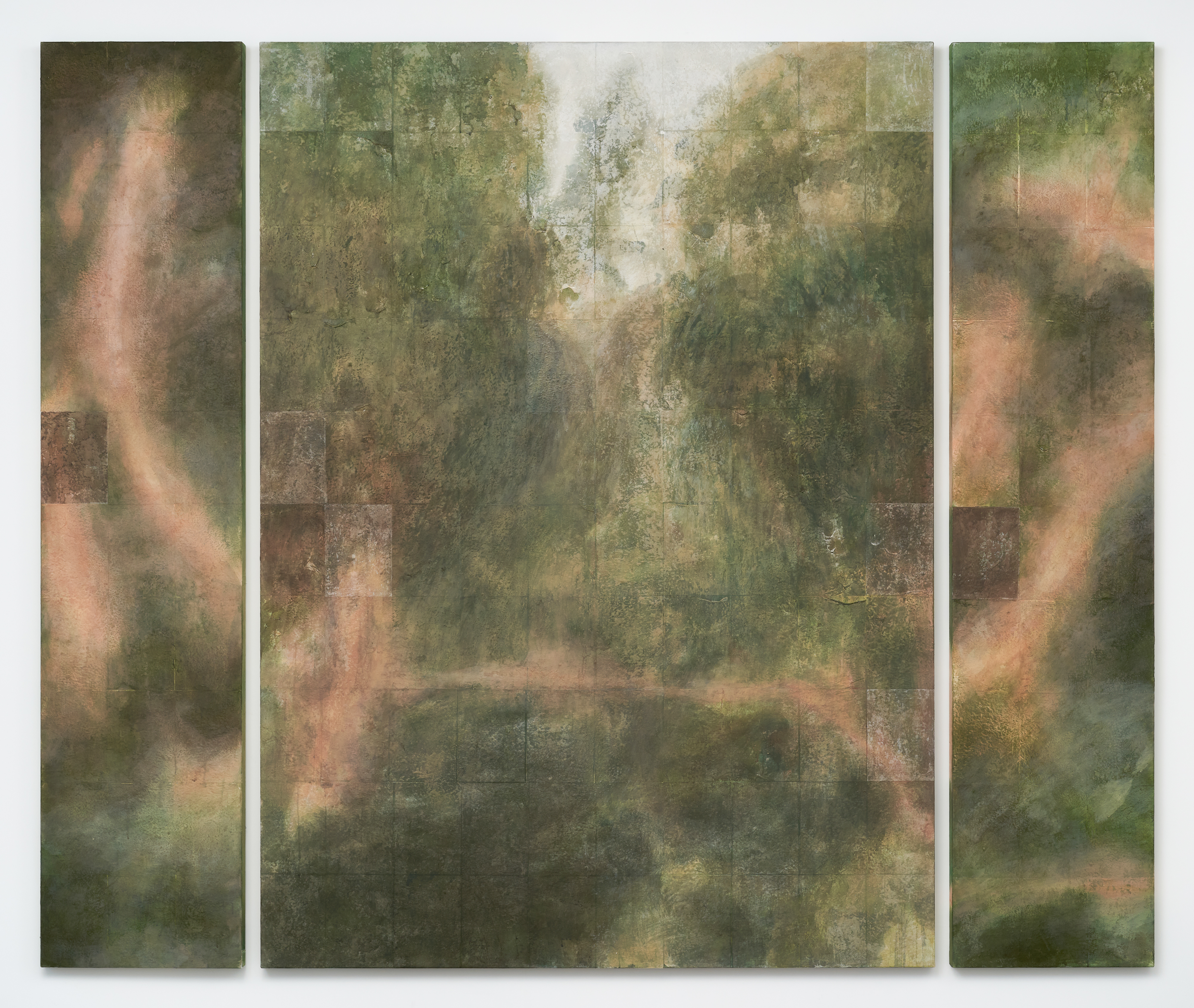 93년의 9월 (한 쌍으로부터) From September 1993, 2024, Hanji, sand, and acrylic on canvas, 256 x 220 cm