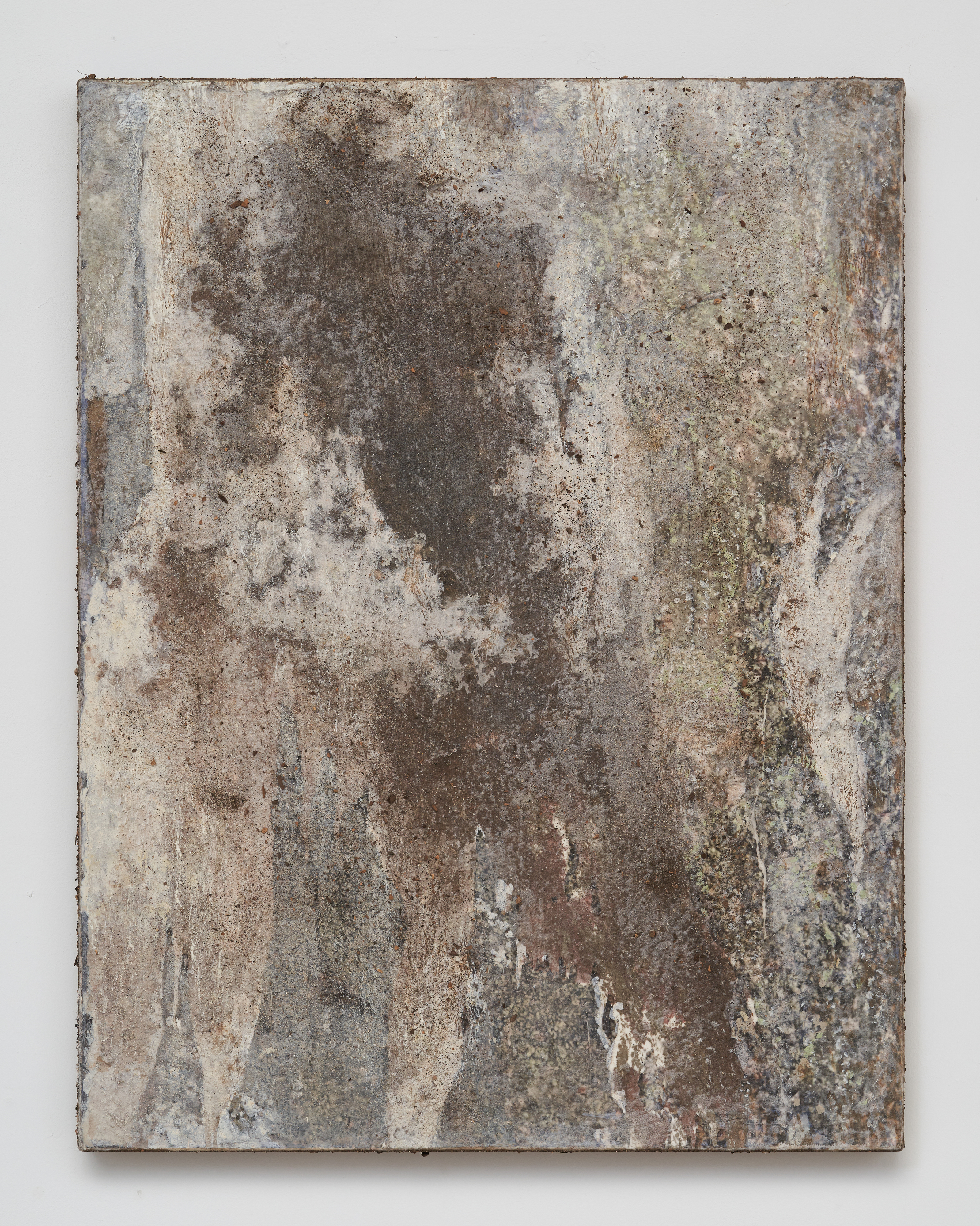 나이테, Aging 8, 2024, Hanji, sand, collage and acrylic on canvas, 65 x 50 cm 