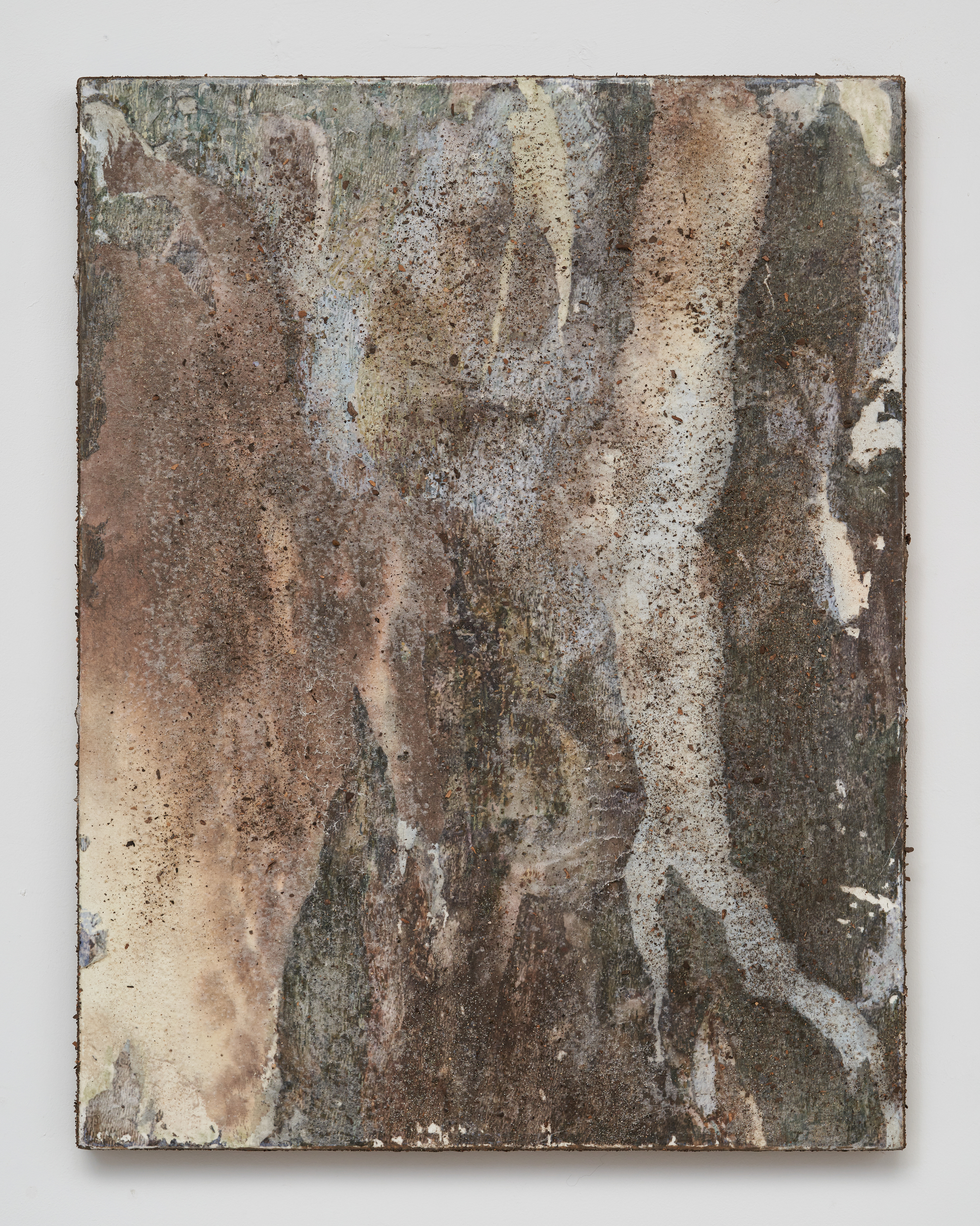 나이테, Aging 10, 2024, Hanji, sand, collage and acrylic on canvas, 65 x 50 cm 