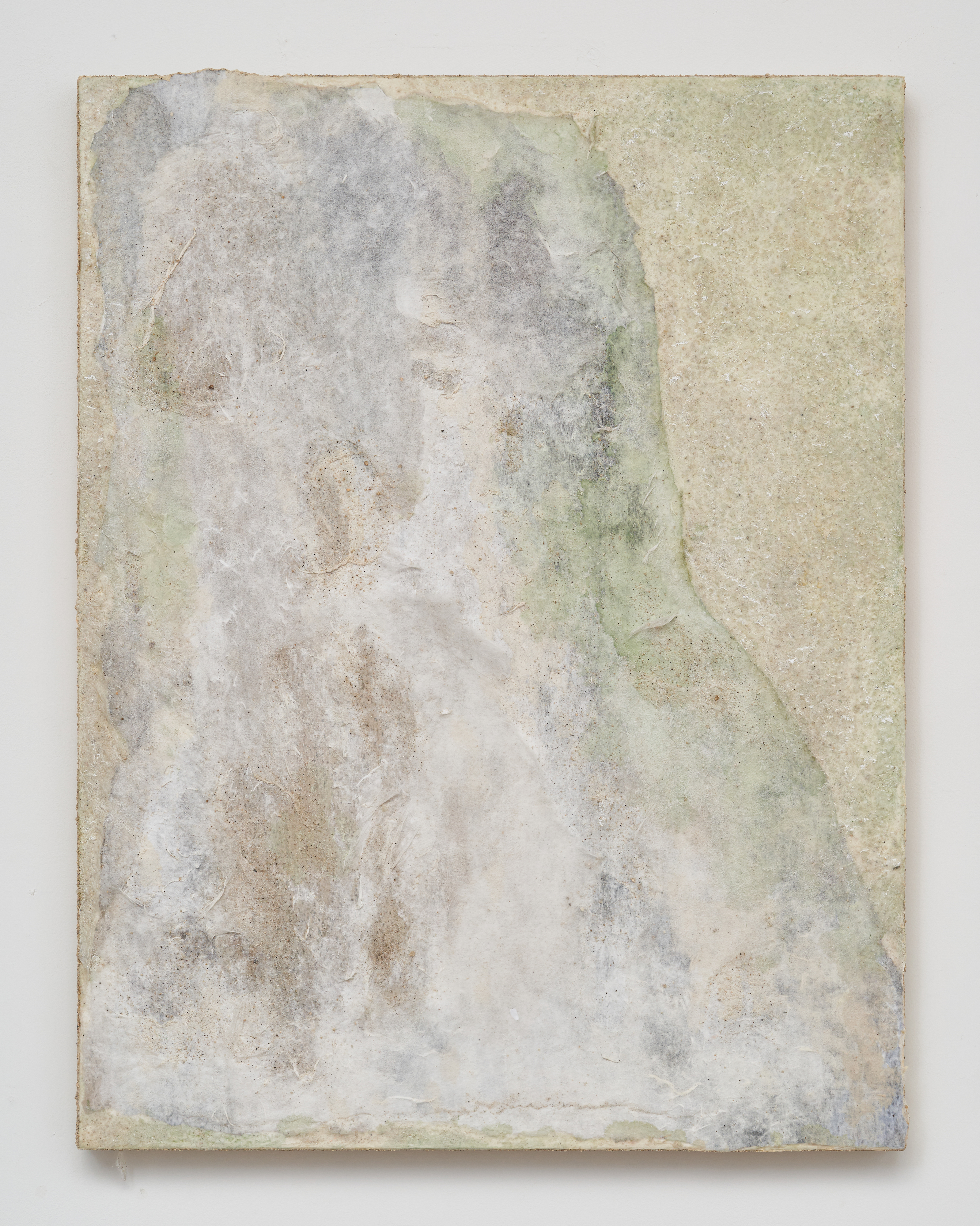 나이테, Aging 12, 2024, Hanji, sand, collage and acrylic on canvas, 65 x 50 cm 