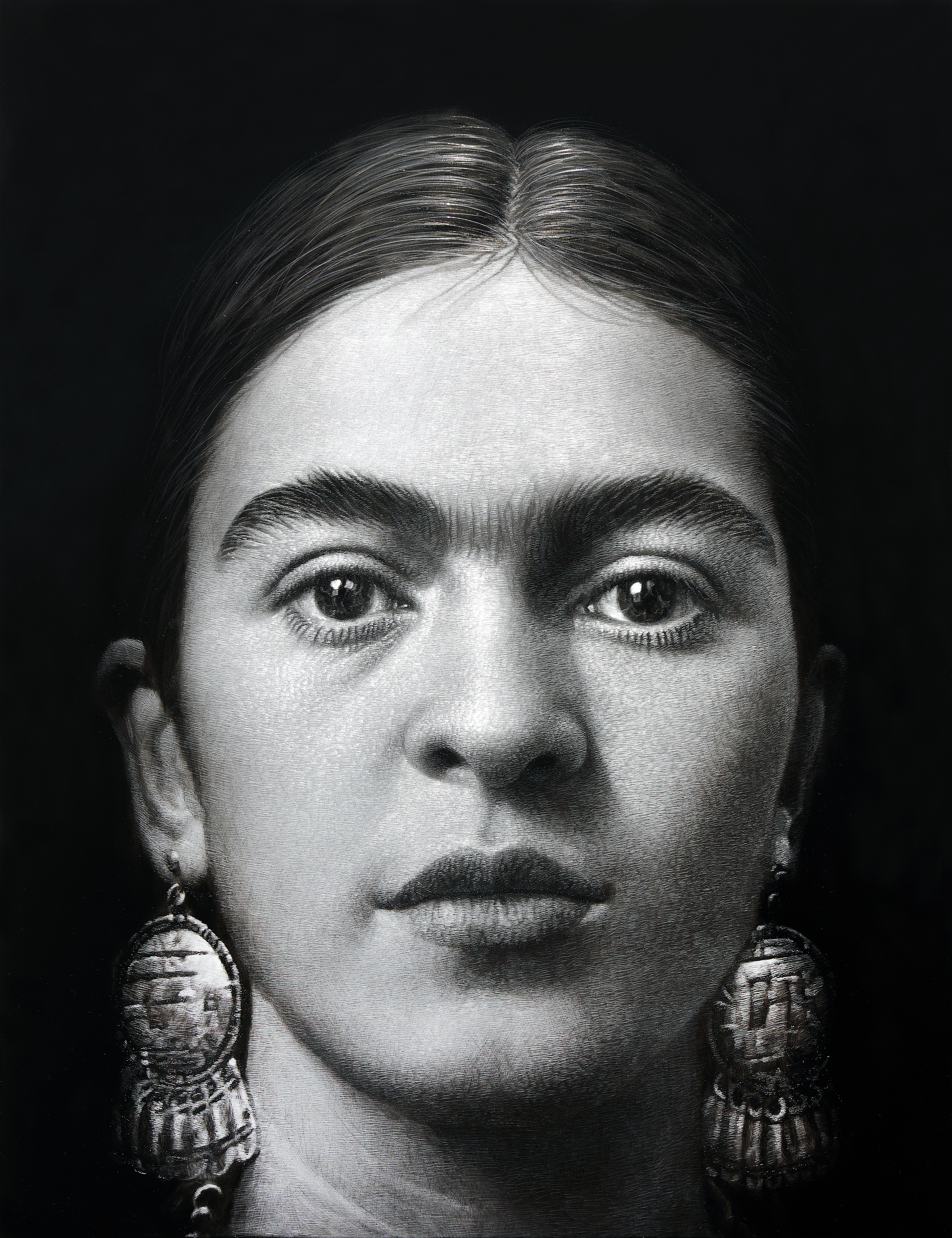 Face, 2024, Oil on aluminum, scratch, 116 x 90 cm