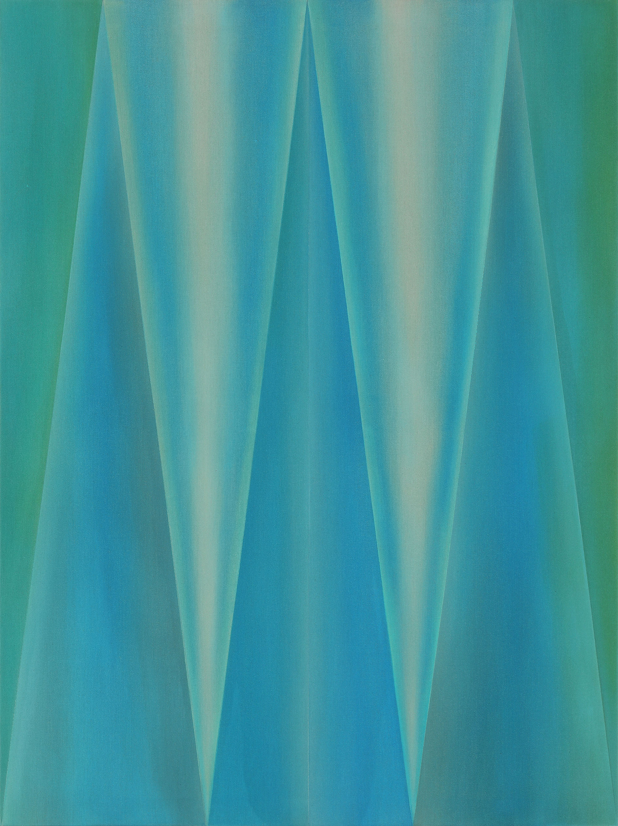 Triangular space, 2023, Oil on linen, 130 x 97 x 3 cm