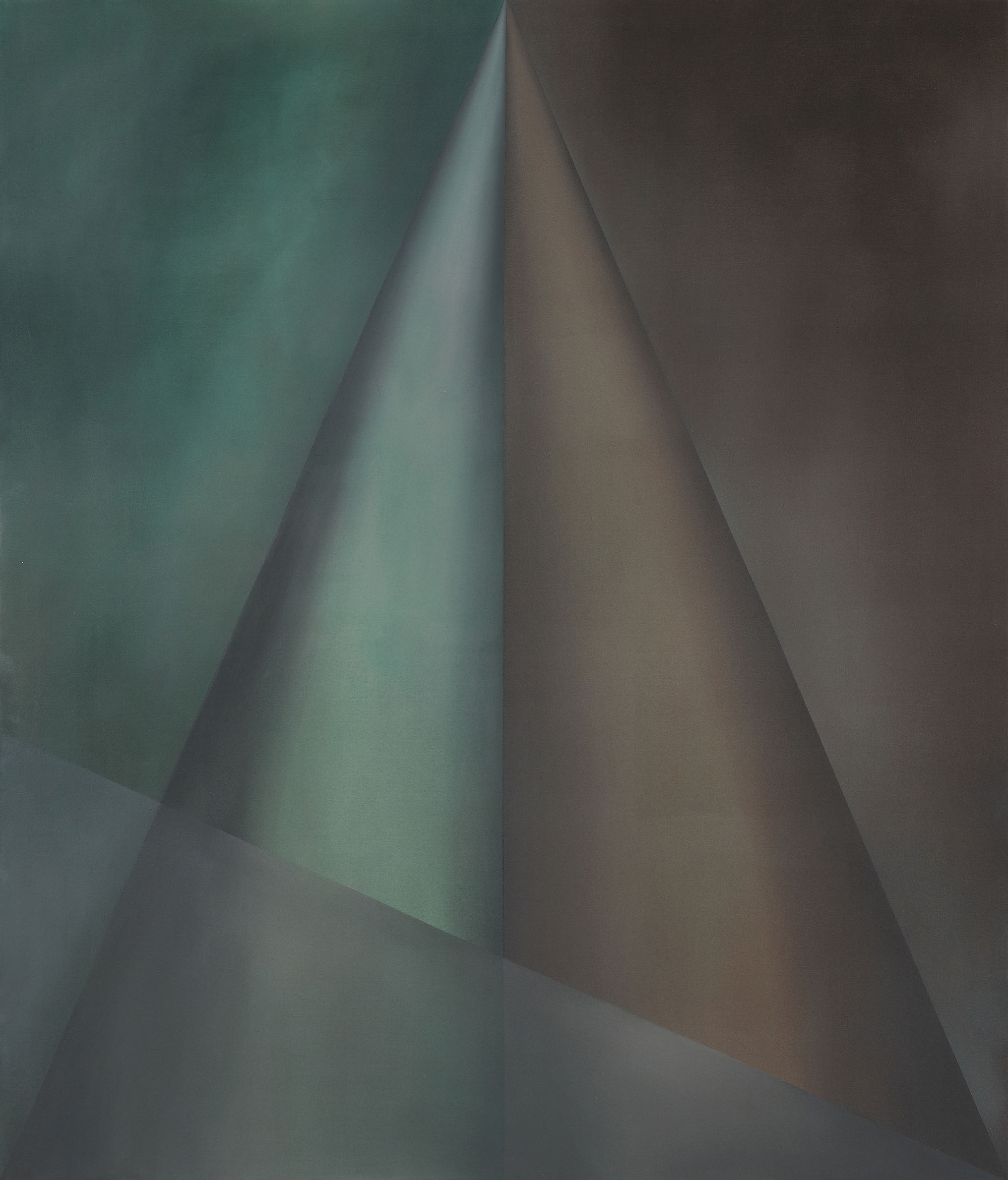 Interlock triangles, 2023, Oil on linen, 200 x 170 x 4 cm